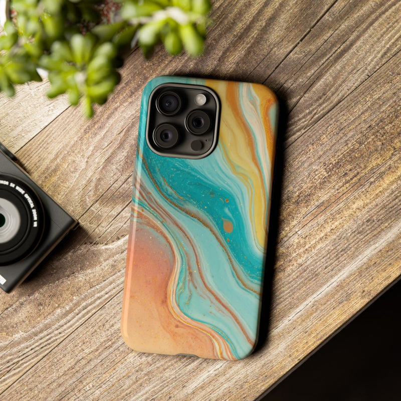 Oranje en Teal Marmer Abstract