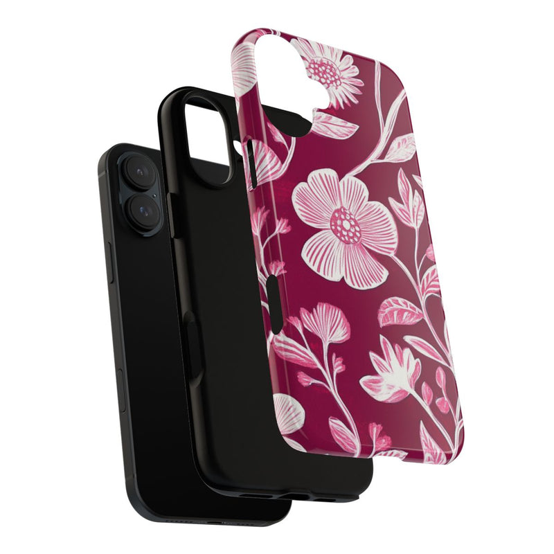 Roze en Witte Bloemenprint