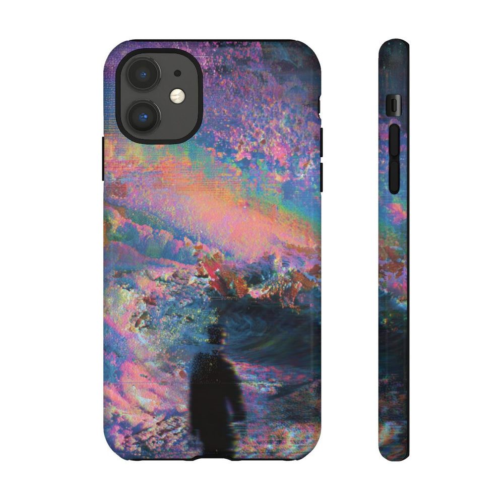 Abstracte Kleurrijke Kosmische Scene met Silhouet