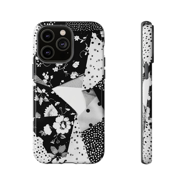 Monochrome Bloemen- en Polkadot Patchwork