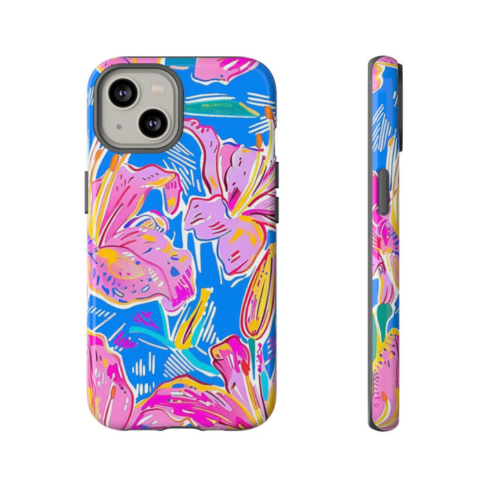 Felroze en Gele Bloemenprint