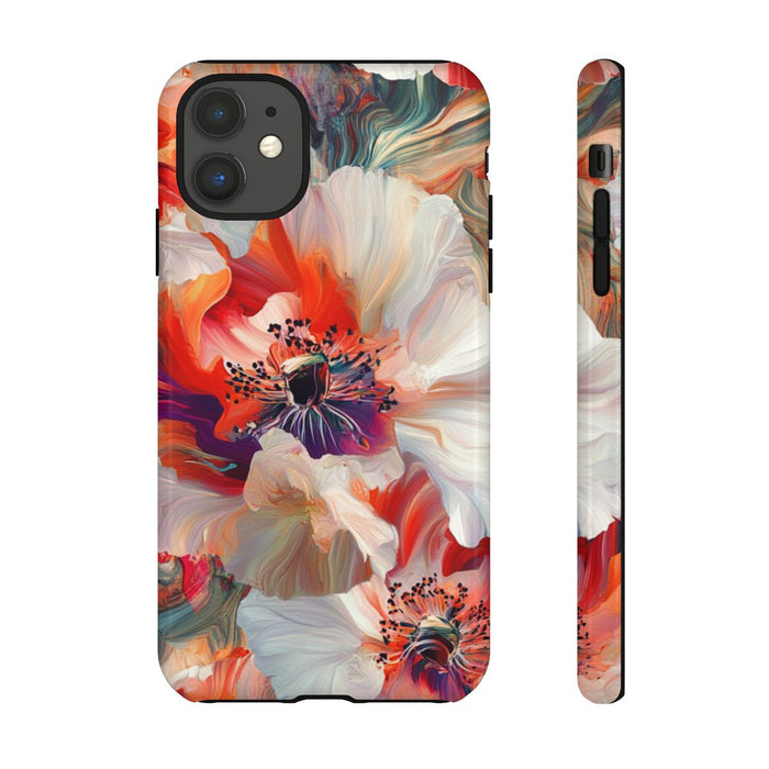 Abstracte Bloemmotieven in Rood en Wit