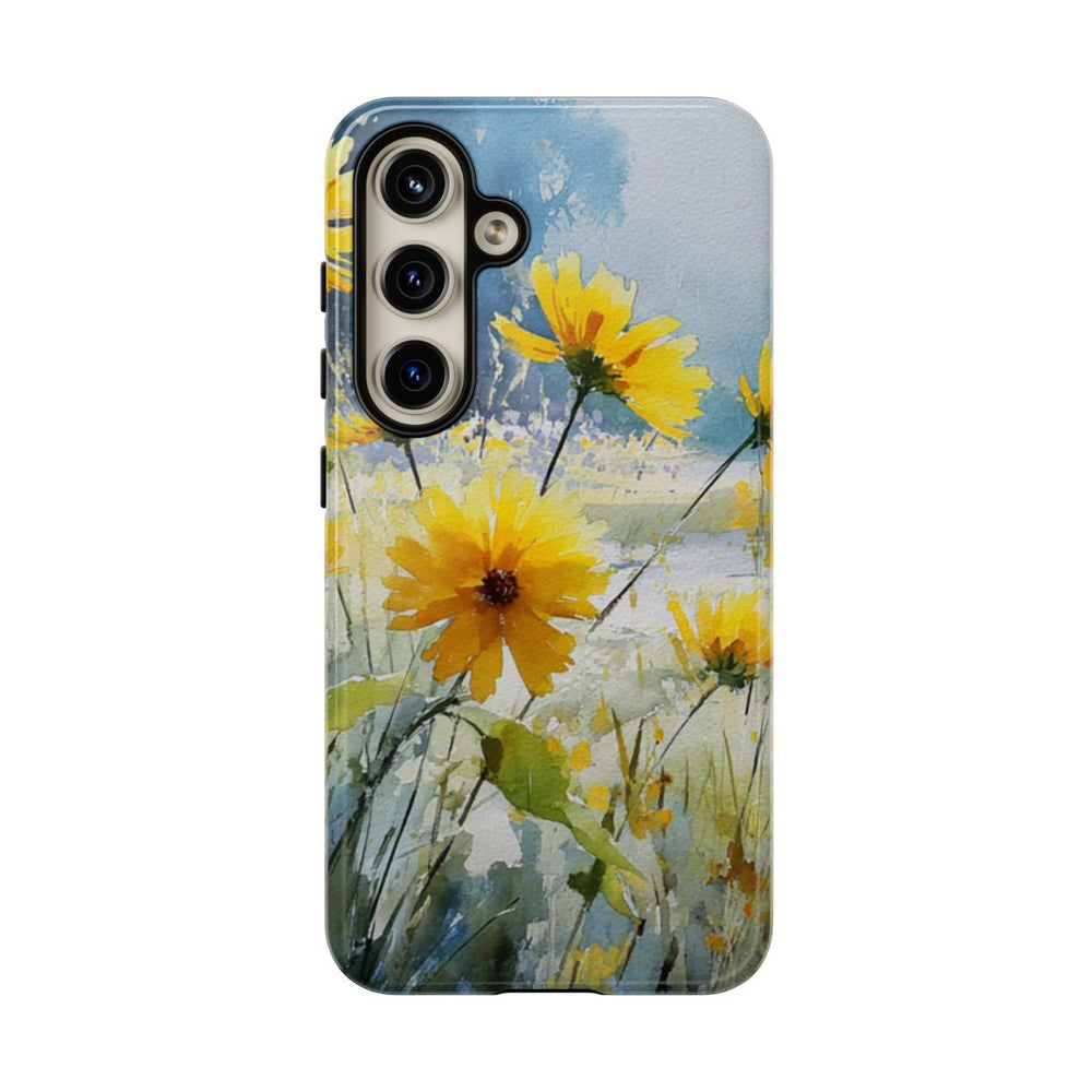 Gele Zonnebloemen in Pastelkleurig Landschap