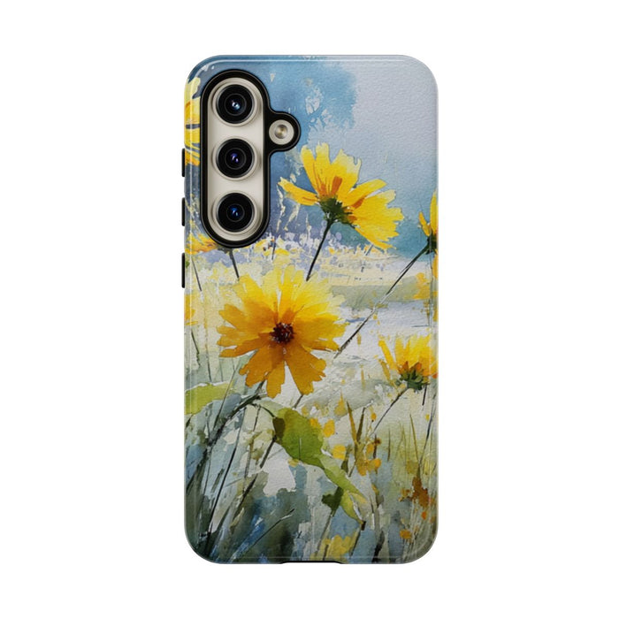 Gele Zonnebloemen in Pastelkleurig Landschap