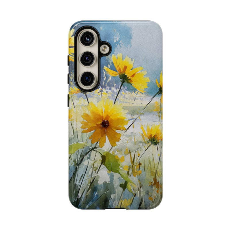 Gele Zonnebloemen in Pastelkleurig Landschap