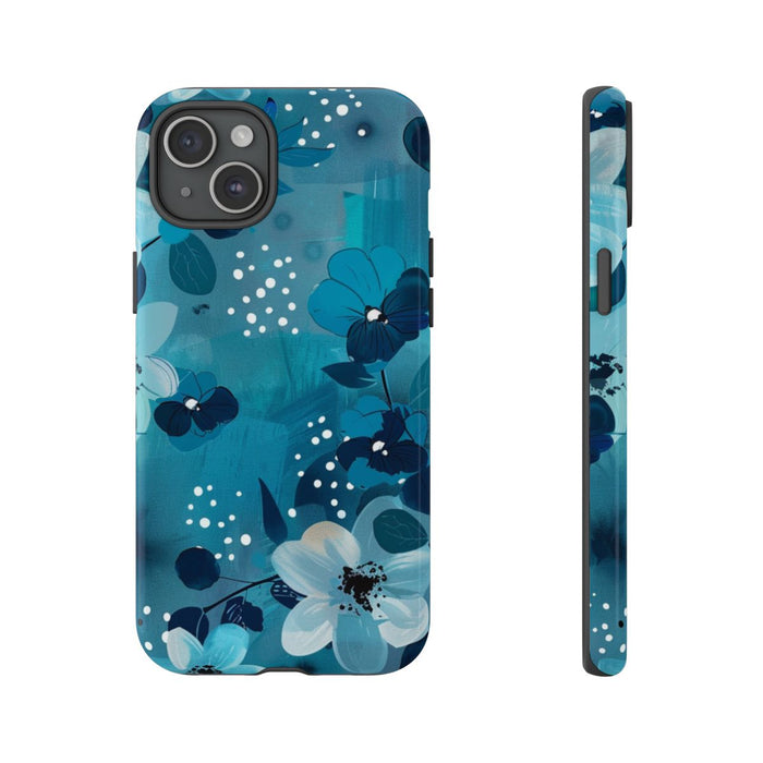 Turquoise Bloemenpatroon met Stippen