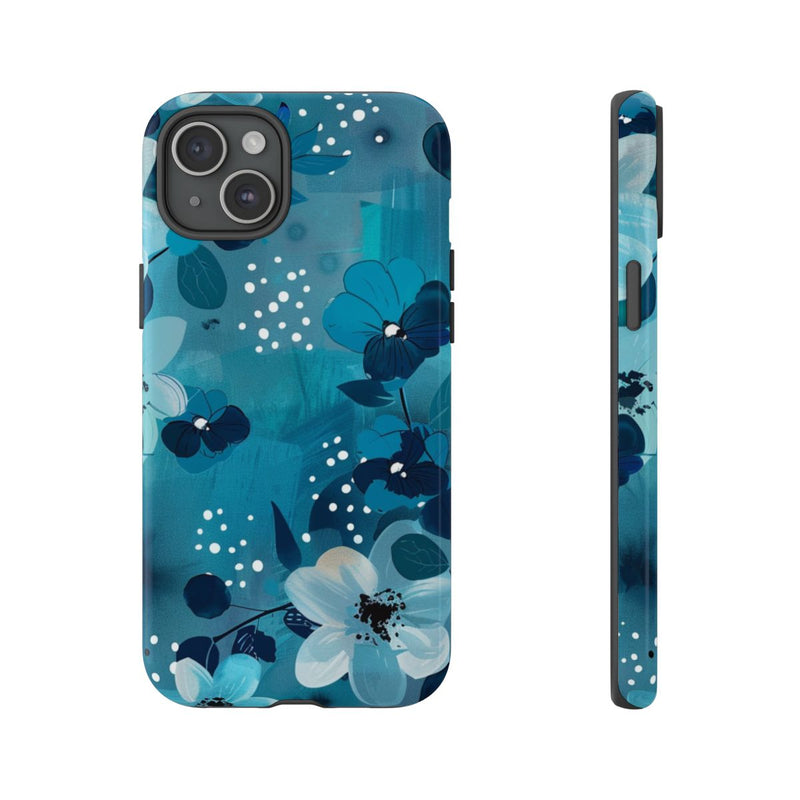Turquoise Bloemenpatroon met Stippen