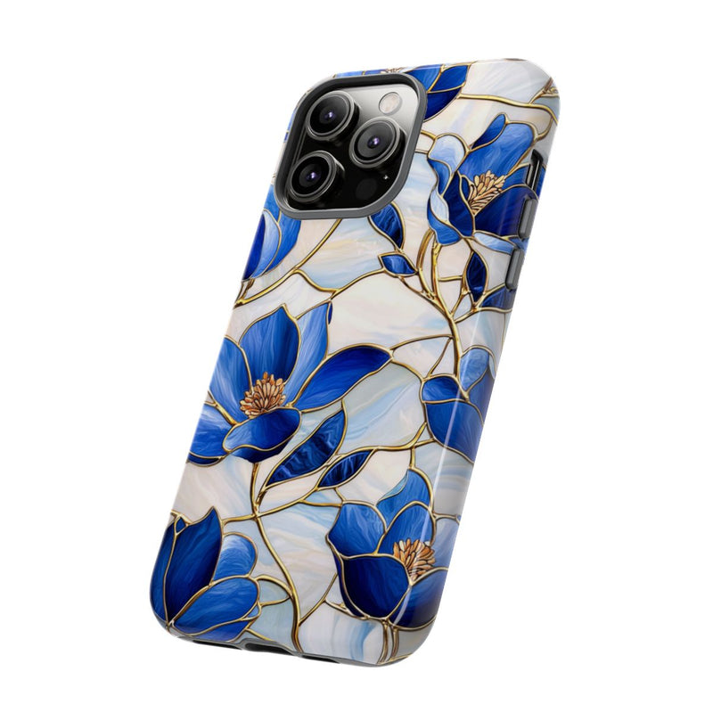 Blauw Gebloemd Glas-in-loodpatroon