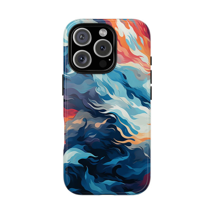 Abstracte Oceaangolven met Vurige Kleuren