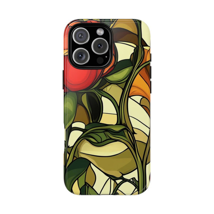Rood-Oranje Art Nouveau Bloemmotief
