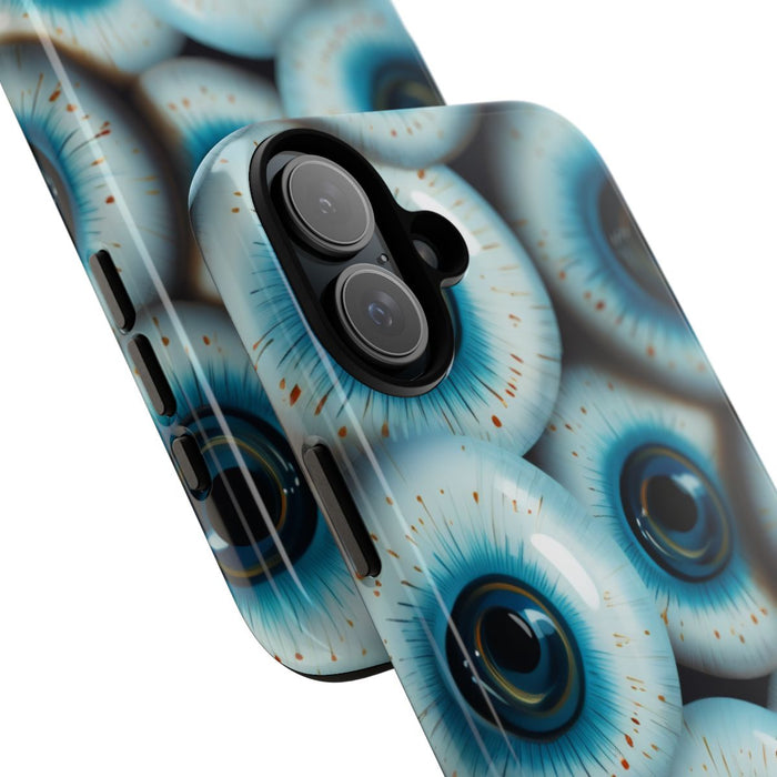 Glanzend Hoesje met Blauw Oogpatroon