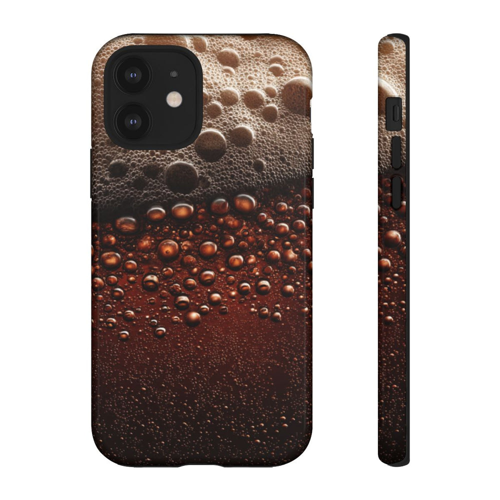 Close-Up Donkerbruine Bier Schuimtextuur