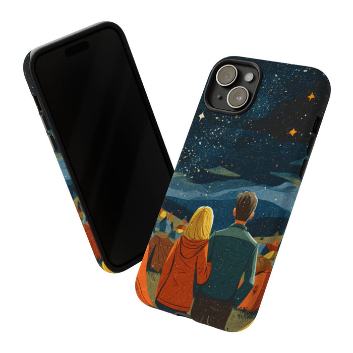 Stelletje Onder Sterrenhemel Tussen Tenten