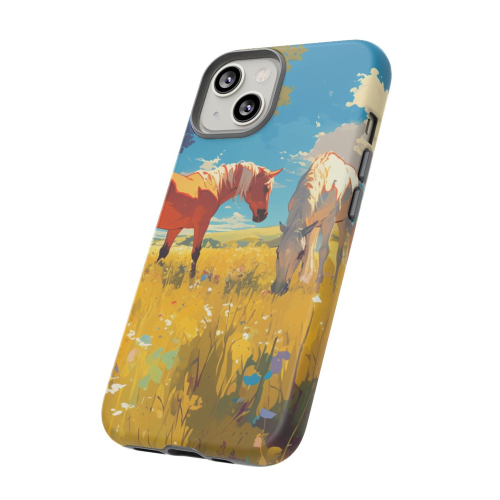 Paarden Grazend in Zonnig Veld