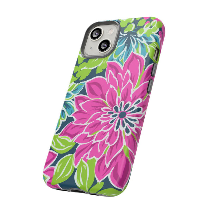 Vrolijk Bloemenpatroon met Roze en Blauwe Bloemen