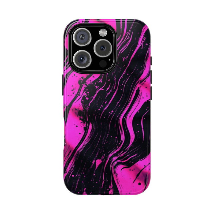 Neonroze en Zwart Abstract Patroon
