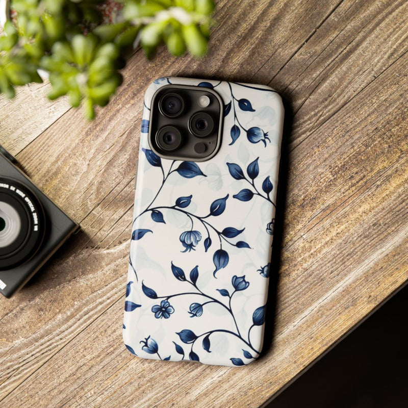 Blauw Bloemenrankenpatroon