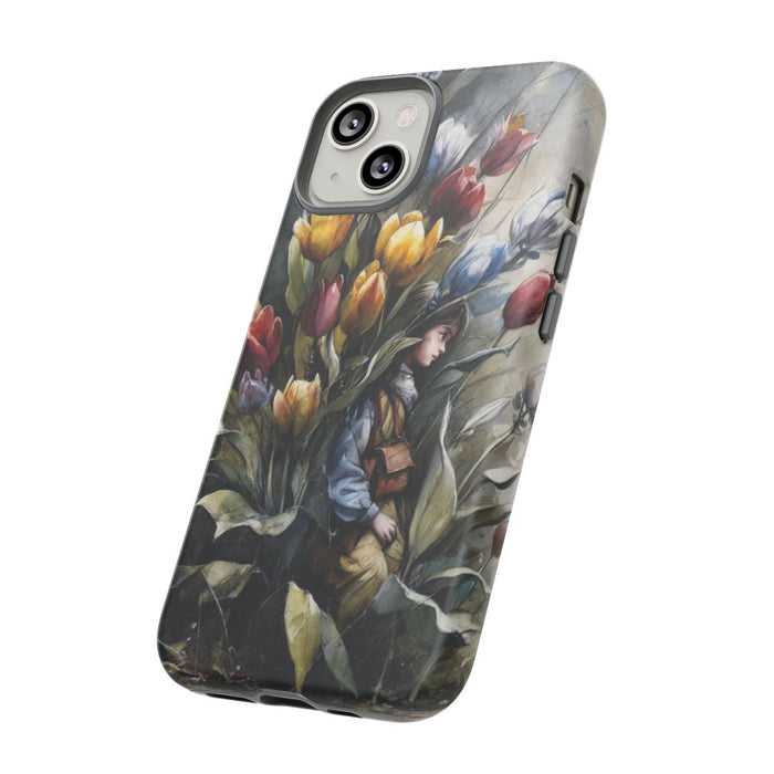 Meisje Tussen Kleurrijke Tulpen