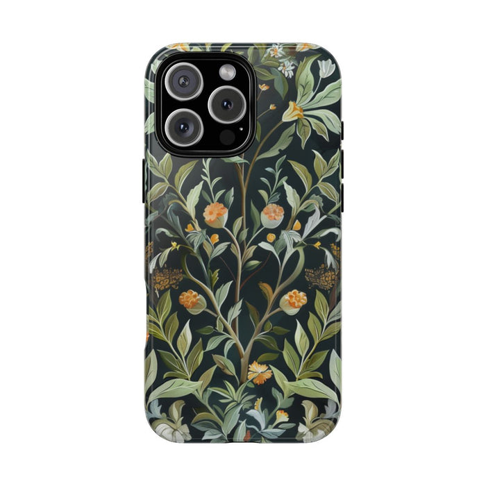 Gedetailleerde Botanische Illustratie met Oranje Bloemen