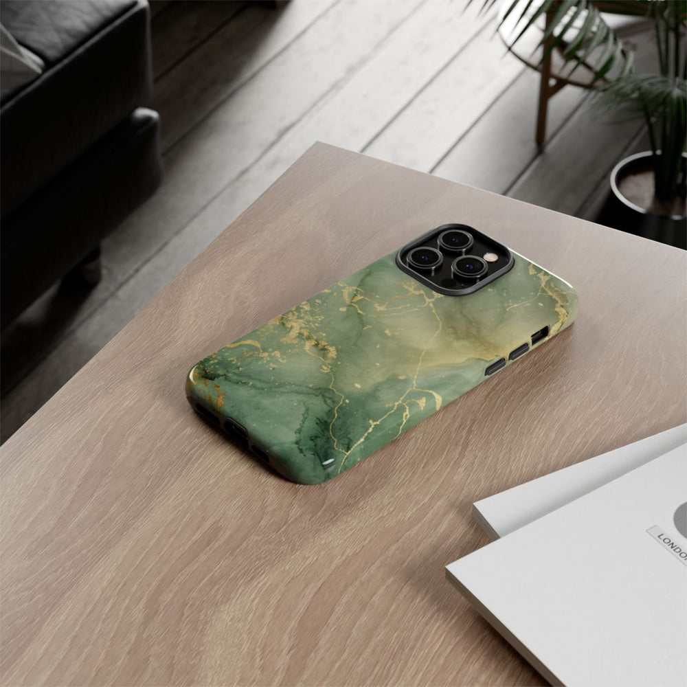 Groene en Gouden Marmer Abstract