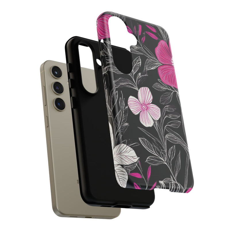 Roze en Witte Bloemenprint