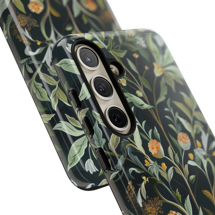 Gedetailleerde Botanische Illustratie met Oranje Bloemen