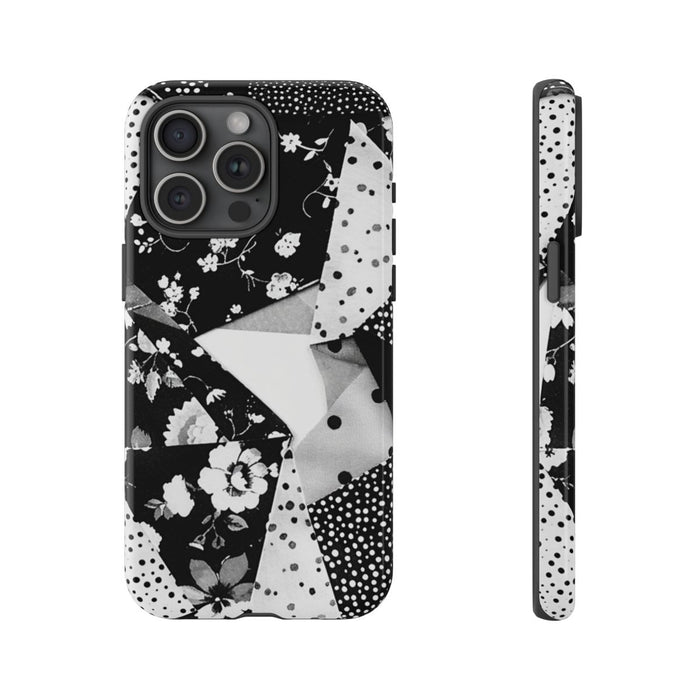 Monochrome Bloemen- en Polkadot Patchwork