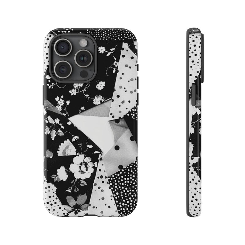 Monochrome Bloemen- en Polkadot Patchwork