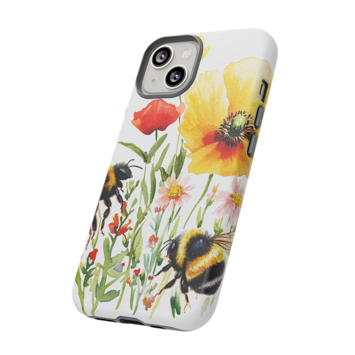 Aquarel Hommels met Veldbloemen