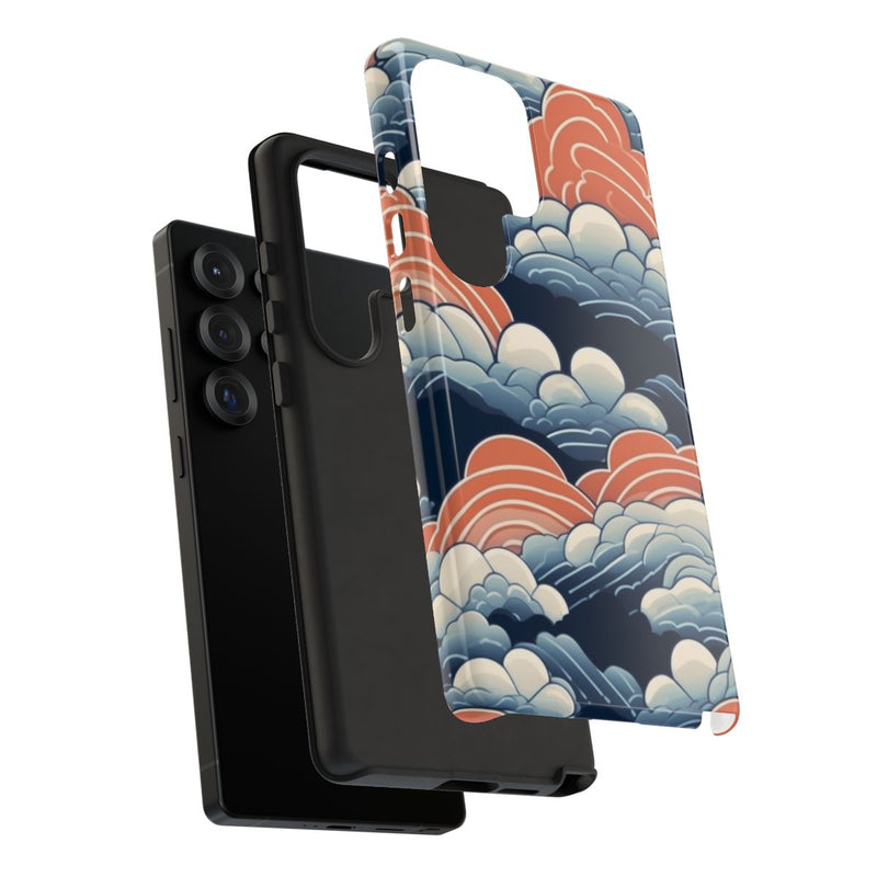 Gestileerd Wolkenpatroon in Blauw en Oranje