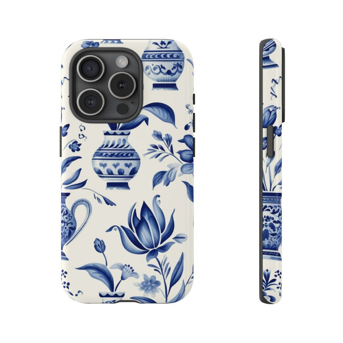 Blauw Bloemmotief met Delfts Vaaspatroon