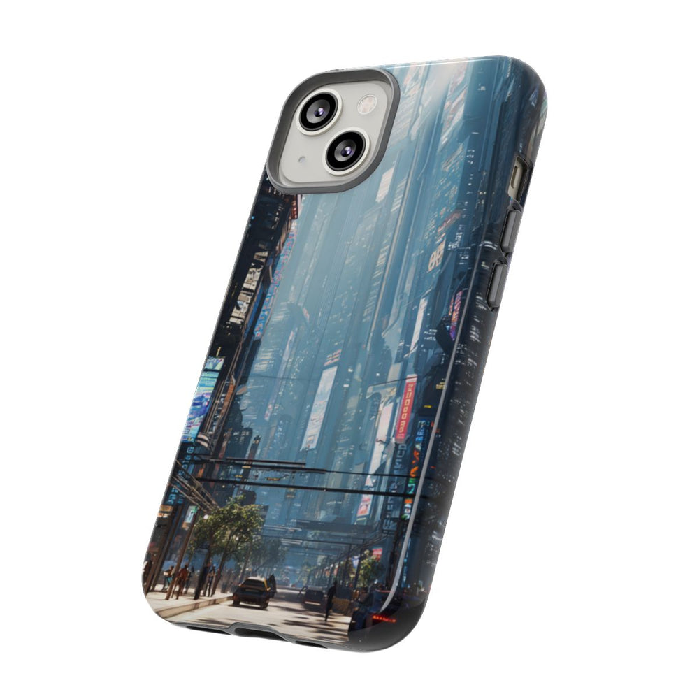 Futuristisch Stadsgezicht met Wolkenkrabbers en Verkeer