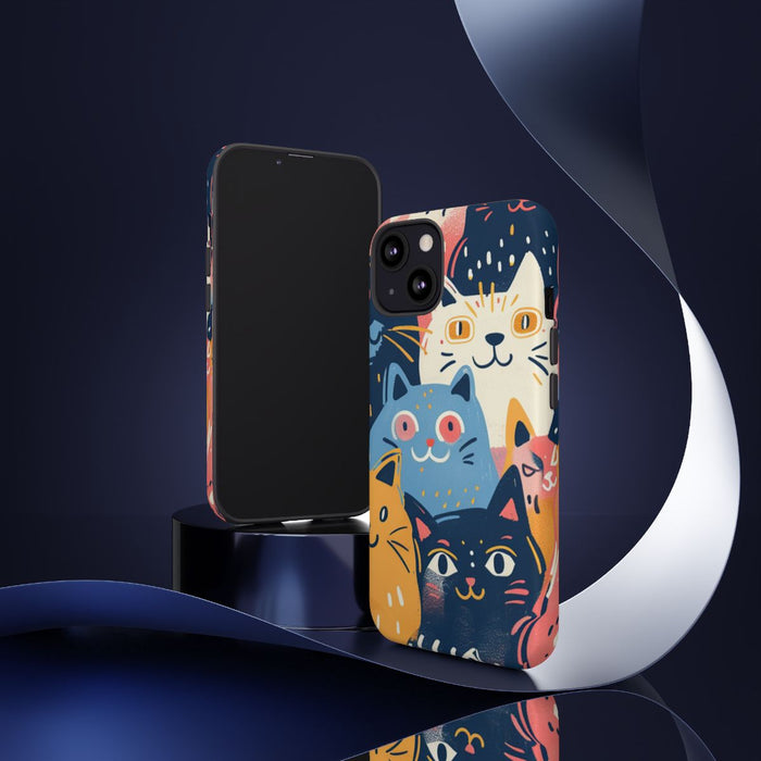 Vrolijk Kattenpatroon in Kleurrijke Illustratie