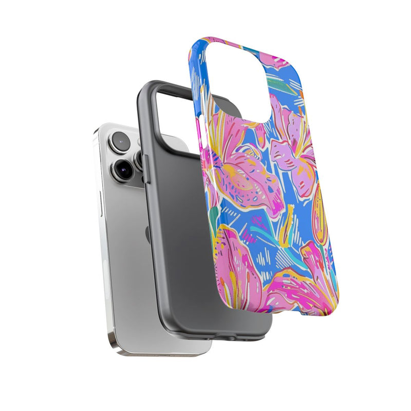 Felroze en Gele Bloemenprint