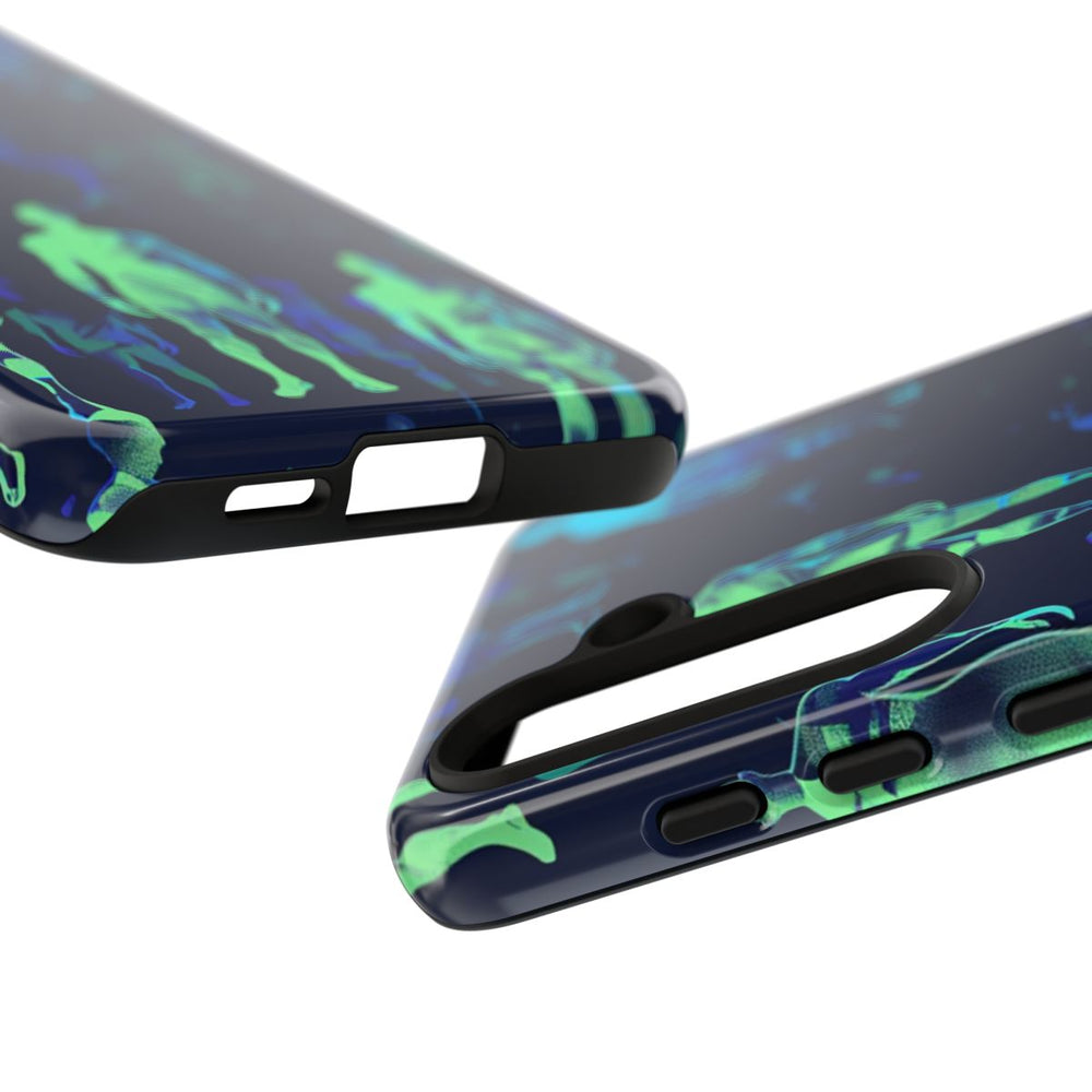 Blauw-Groene Neon Figurenpatroon