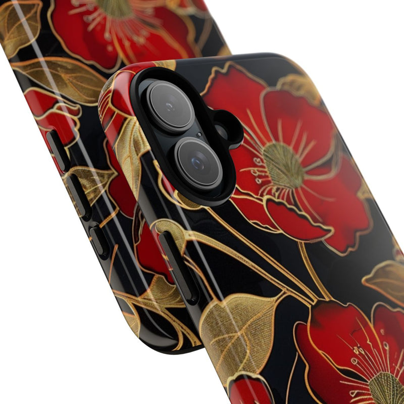 Rood-Gouden Bloemenpatroon