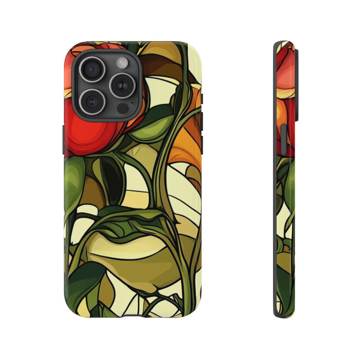 Rood-Oranje Art Nouveau Bloemmotief