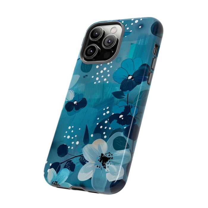 Turquoise Bloemenpatroon met Stippen