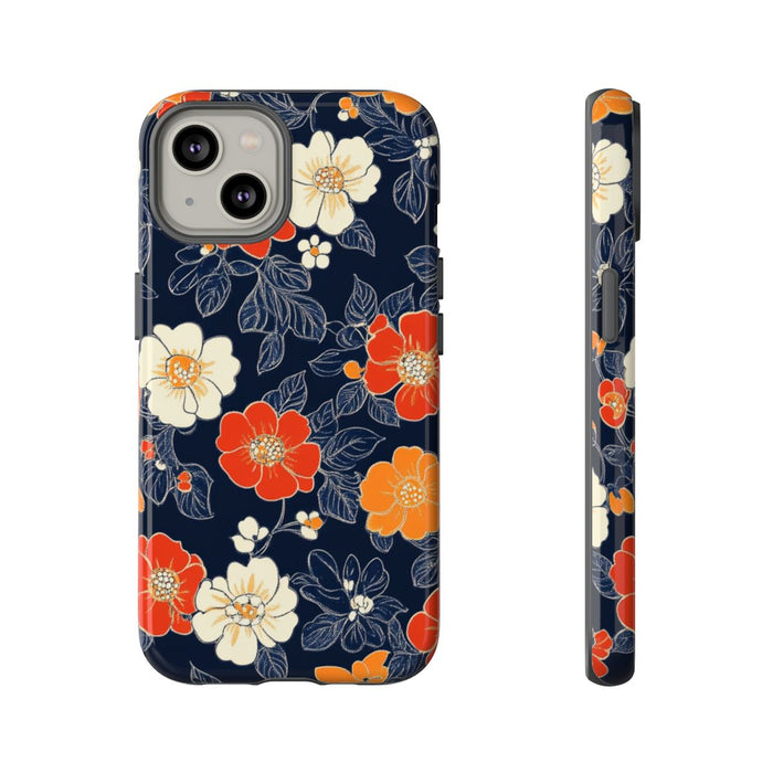 Oranje en Witte Bloemenprint