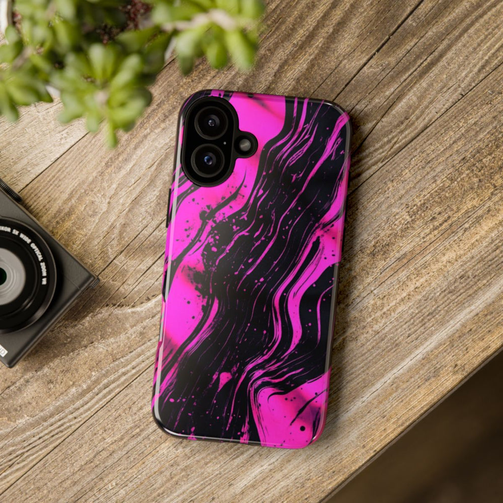 Neonroze en Zwart Abstract Patroon