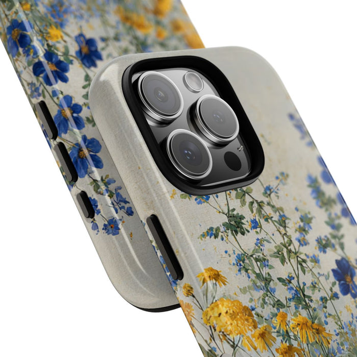 Blauwe en Gele Wilde Bloemen