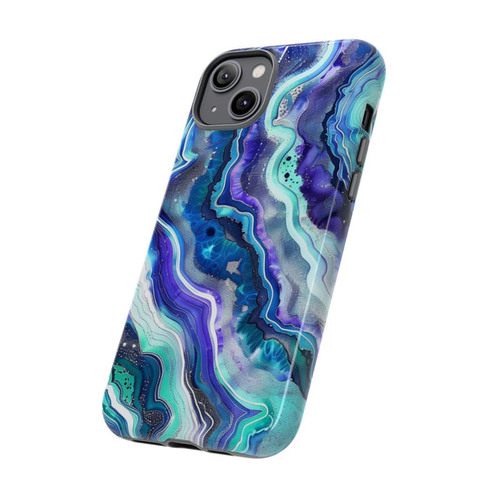 Blauw en Turquoise Geode Wervelpatroon