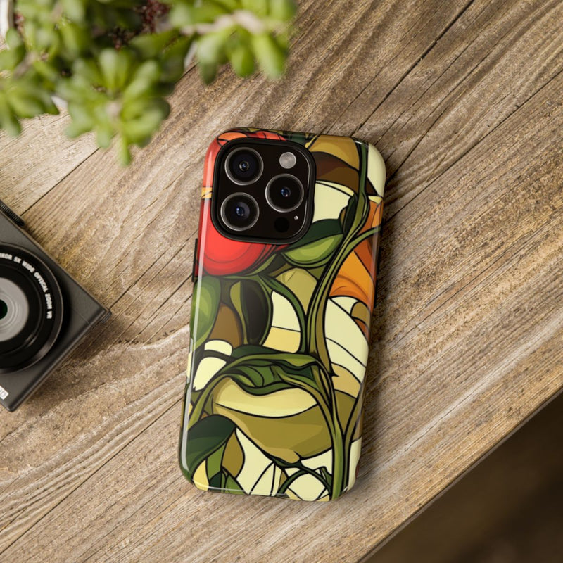 Rood-Oranje Art Nouveau Bloemmotief