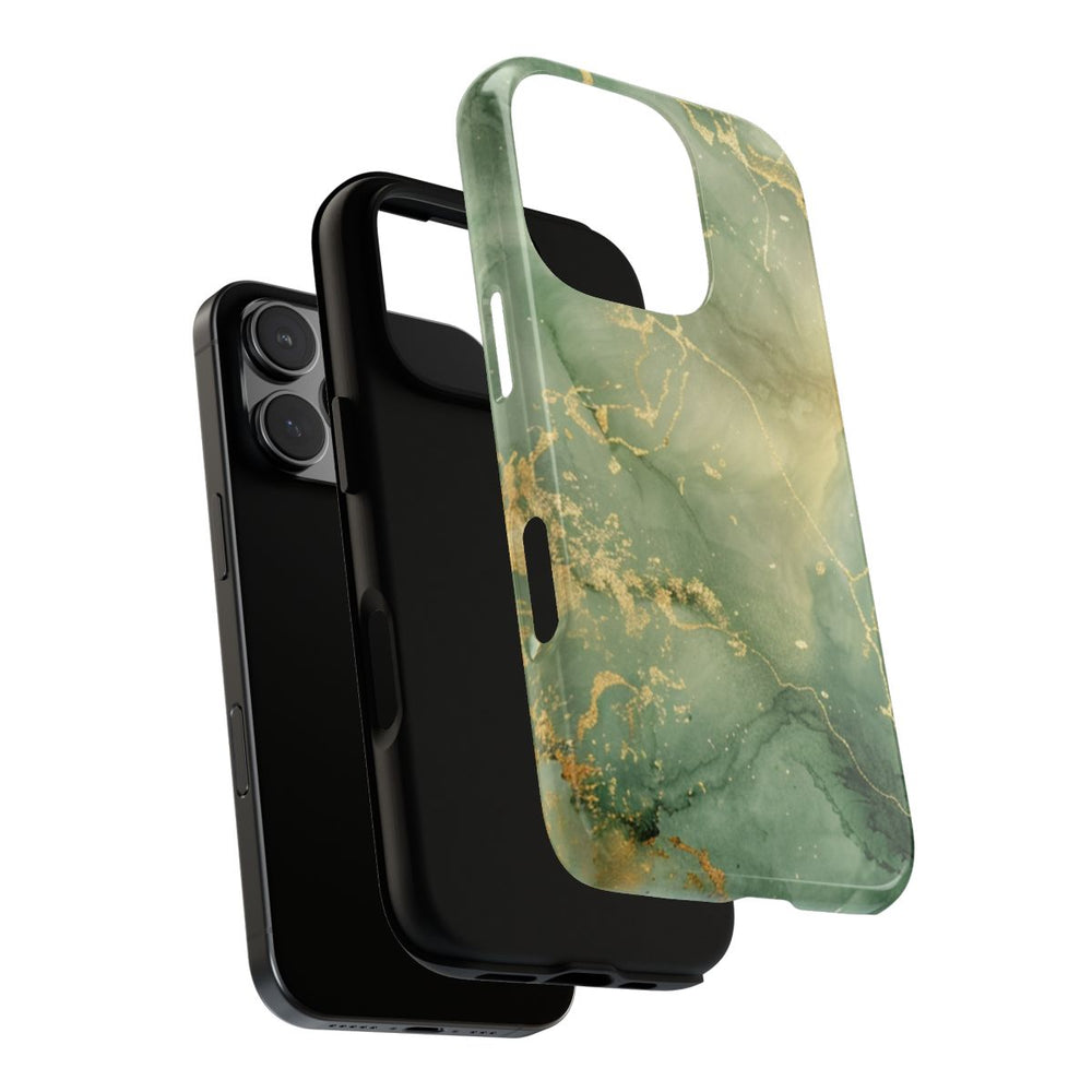 Groene en Gouden Marmer Abstract