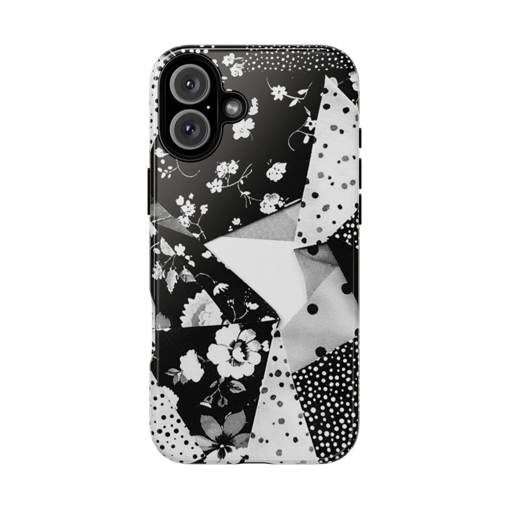 Monochrome Bloemen- en Polkadot Patchwork