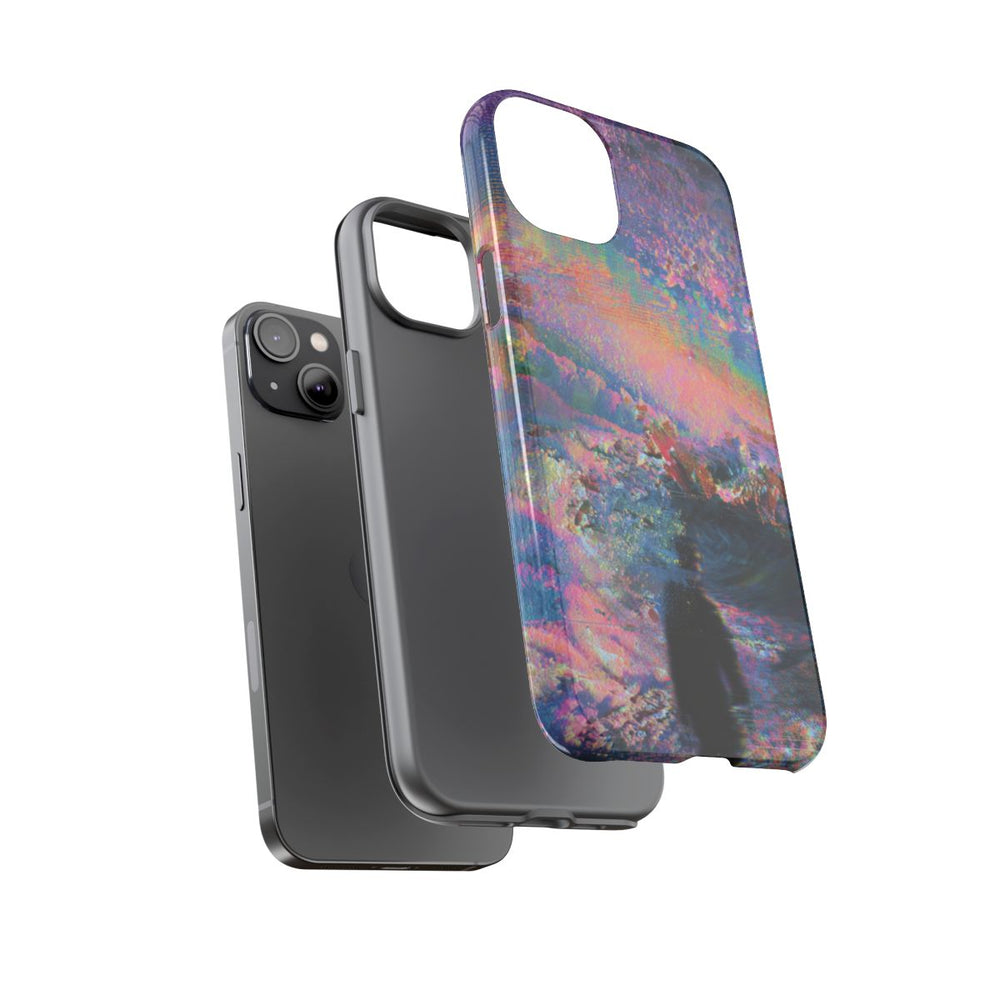 Abstracte Kleurrijke Kosmische Scene met Silhouet