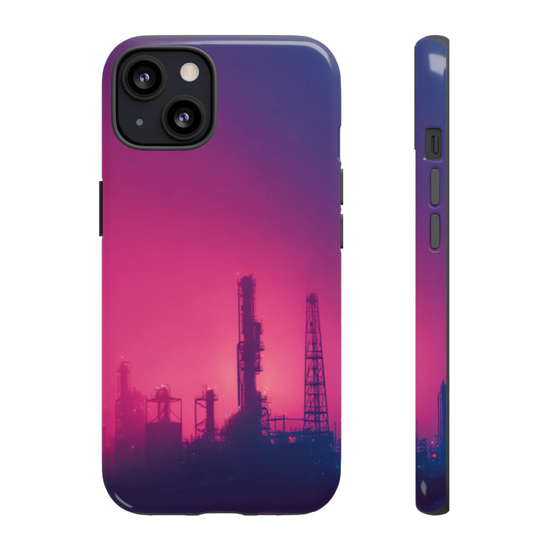 Industrieel Silhouet met Neon Gloed