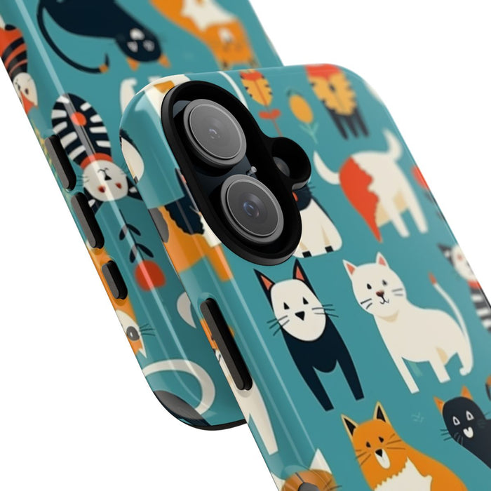 Kleurrijk Kattenpatroon op Glanzend Stevig Hoesje