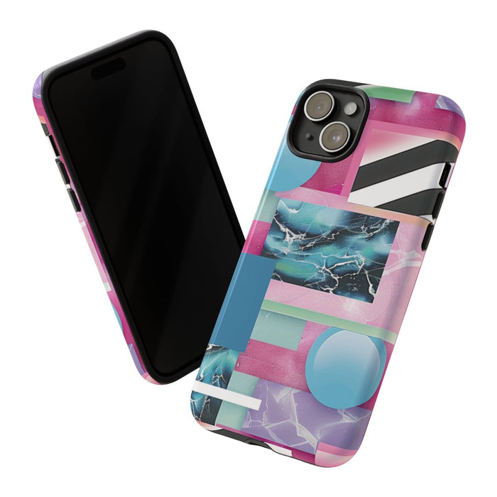 Abstract Geometrisch Patroon in Roze en Blauw