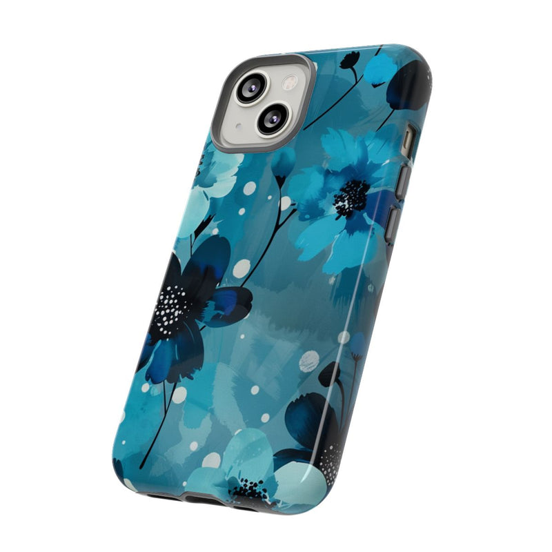 Blauw Bloemenpatroon met Stippen